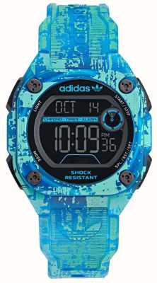 Adidas City tech two grfx (45 mm) digitale wijzerplaat / plastic band met blauw patroon AOST24077