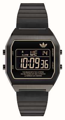 Adidas Digitale twee (36 mm) digitale wijzerplaat / zwarte roestvrijstalen armband AOST24059