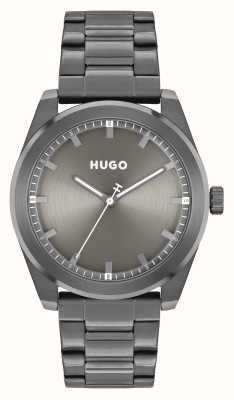 HUGO Heren #bright (42 mm) grijze wijzerplaat / grijze roestvrijstalen armband 1530355