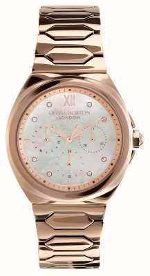 Olivia Burton Sportieve luxe glans (36 mm) parelmoeren wijzerplaat / roségoudkleurige roestvrijstalen armband 24000151