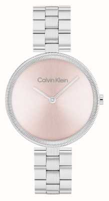 Calvin Klein Damesglanzende (32 mm) roze wijzerplaat / roestvrijstalen armband 25100015