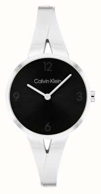 Calvin Klein Vrolijke damesarmband (30 mm) met zwarte wijzerplaat en roestvrijstalen armband 25100026