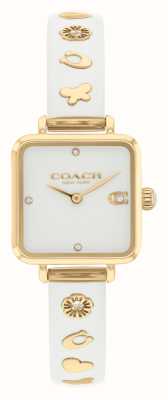 Coach Damescass (22 mm) witte vierkante wijzerplaat / witte harsgoudkleurige roestvrijstalen armband 14504308