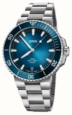 ORIS Aquis datumkaliber 400 automatisch (43,5 mm) blauwe wijzerplaat / roestvrijstalen armband 01 400 7790 4135-07 8 23 02PEB