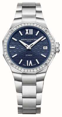 Baume & Mercier Riviera diamantkwarts (33 mm) nachtblauwe wijzerplaat / roestvrijstalen armband M0A10765