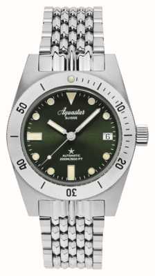 Aquastar Model 60 Greenwich limited edition (37 mm) groene sunray wijzerplaat / roestvrijstalen armband en nato-band M60-GREENWICH