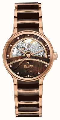 RADO Dames centrix open hart automatische (35 mm) bruine parelmoeren wijzerplaat / bruine keramische armband R30029942