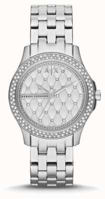 Armani Exchange Dames | wijzerplaat met kristallen | roestvrijstalen armband AX5215