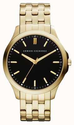 Armani Exchange Heren | zwarte wijzerplaat | goudkleurige roestvrijstalen armband AX2145