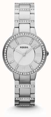 Fossil Virginia vrouwen | zilveren wijzerplaat | kristallen set | roestvrijstalen armband ES3282