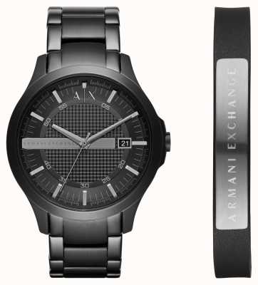 Armani Exchange Herenjurk zwart stalen armband horloge leren armband cadeau AX7101
