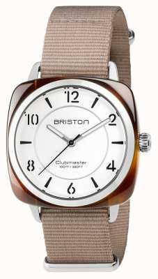 Briston Unisex clubmaster chic beige acetaat staal met nato band 17536.SA.T.2.NT
