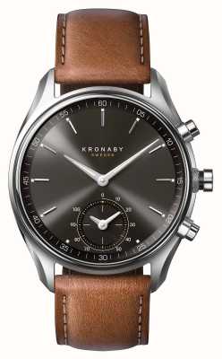 Kronaby 43mm sekel bluetooth bruin lederen zwarte wijzerplaat a1000-0719 S0719/1