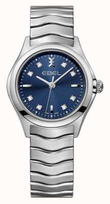 EBEL Wave lady - 8 diamanten (30 mm) blauwe wijzerplaat / roestvrij staal 1216315