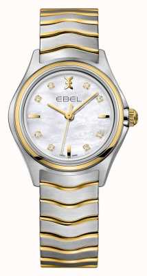 EBEL Wave lady - 8 diamanten (30 mm) parelmoer wijzerplaat / 18k goud en roestvrij staal 1216197