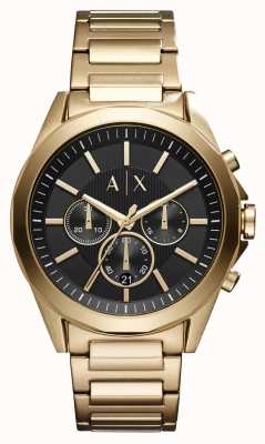 Armani Exchange Heren | zwarte chronograaf wijzerplaat | goudkleurige roestvrijstalen armband AX2611