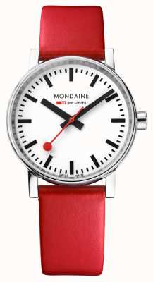 Mondaine Evo2 35mm horloge met rood leren band MSE.35110.LC