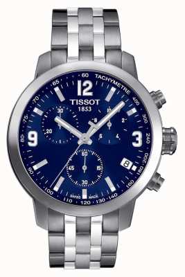 Tissot Heren prc 200 chronograaf blauwe wijzerplaat tweekleurig T0554171104700