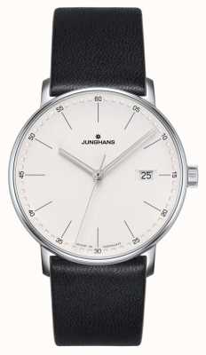 Junghans Vorm quartz zwart lederen horloge 41/4884.00