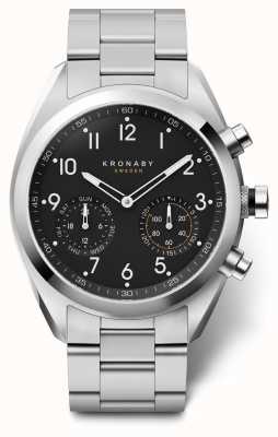 Kronaby 43 mm top zwarte wijzerplaat roestvrij stalen armband a1000-3111 S3111/1