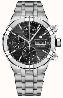 Maurice Lacroix Aikon automatisch chronograaf horloge van roestvrij staal met zwarte wijzerplaat AI6038-SS002-330-1