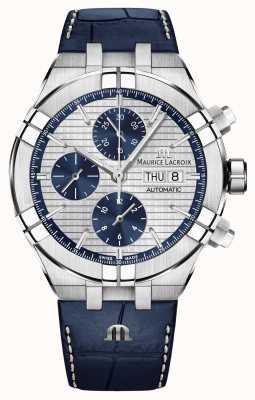 Maurice Lacroix Aikon automatisch chronograaf horloge met blauwe lederen band AI6038-SS001-131-1