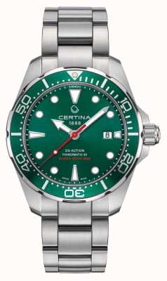 Certina Ds action powermatic groene wijzerplaat/bezel roestvrij stalen horloge C0324071109100