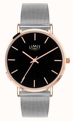 Limit Heren modern roestvrijstalen mesh horloge met zwarte wijzerplaat 6308.37