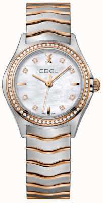 EBEL Wave lady - 66 diamanten (30 mm) parelmoer wijzerplaat / 18k roségoud en roestvrij staal 1216325