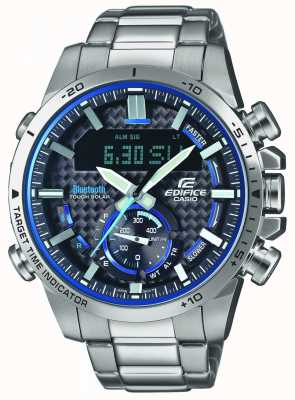 Casio Edifice bluetooth lap timer RVS blauwe accenten ECB-800D-1AEF