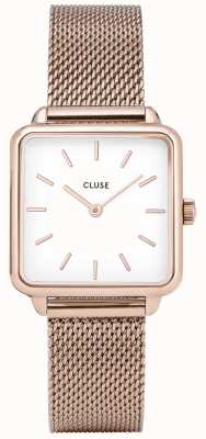 CLUSE Dames la garconne witte wijzerplaat roségouden mesh armband CW0101207001
