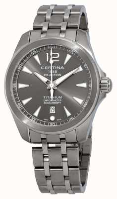 Certina Heren ds actie horloge grijze wijzerplaat titanium armband C0328514408700