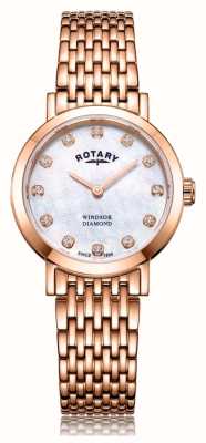 Rotary Dames windsor diamanten roségouden armbandhorloge LB05304/41/D