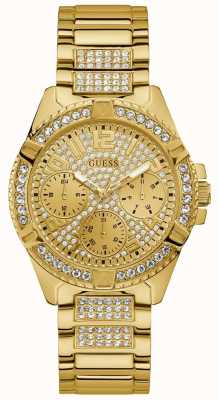 Guess Dames gouden horloge gouden wijzerplaat met kristallen W1156L2