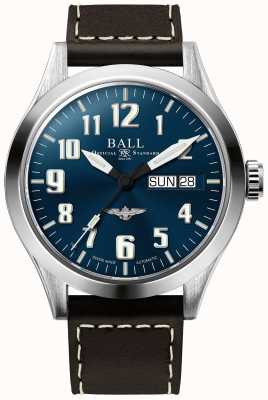 Ball Watch Company Engineer III zilveren ster bruine lederen band blauwe wijzerplaat NM2182C-L2J-BE