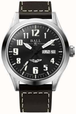 Ball Watch Company Engineer III zilveren ster bruine lederen band zwarte wijzerplaat NM2182C-L3J-BK