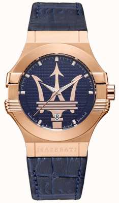 Maserati Herenpotenza 42mm | vergulde kast | blauwe wijzerplaat R8851108027