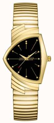 Hamilton | ventura quartz horloge | zwarte wijzerplaat | flexibele armband | H24301131