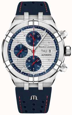 Maurice Lacroix Aikon automatische limited edition blauwe / rode wijzerplaat blauwe band AI6038-SS001-133-1