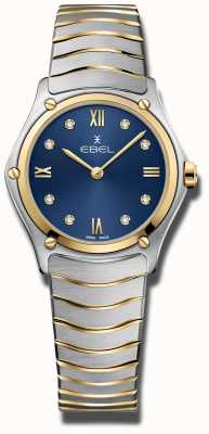 EBEL Sportklassieker - 8 diamanten (29 mm) blauwe wijzerplaat / 18k goud en roestvrij staal 1216446A