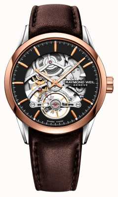 Raymond Weil Freelancer | automatisch | skelet wijzerplaat | bruine lederen band 2785-SC5-20001