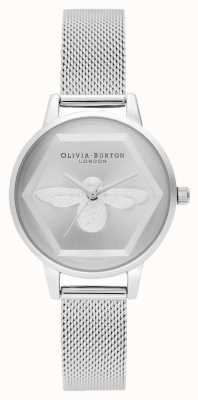 Olivia Burton | 3d bijen liefdadigheidshorloge | zilveren mesh armband l OB16AM168