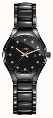 RADO Horloge met echte diamanten plasma hightech keramiek met zwarte wijzerplaat R27059732