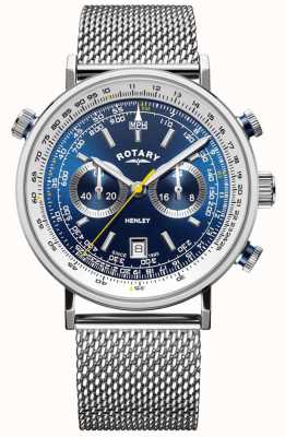 Rotary ​Henley-chronograaf voor heren | stalen mesh armband | blauwe wijzerplaat GB05235/05