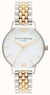 Olivia Burton ​vrouwen | midi wijzerplaat | tweekleurige armband | witte wijzerplaat | OB16MDW34