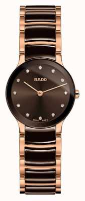 RADO Centrix diamanten bruin keramiek en rosé goud R30190702