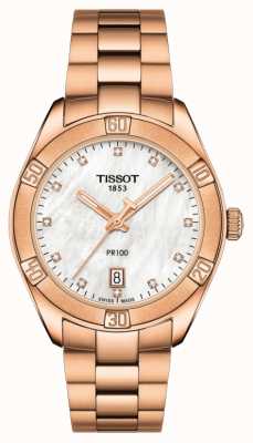 Tissot | pr 100 sport chic | rosé gouden armband | parelmoer T1019103311600