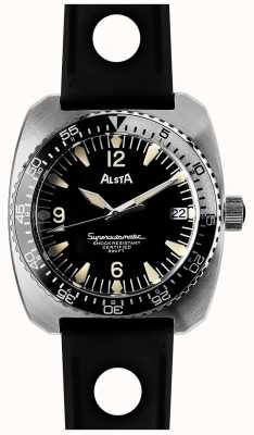 Alsta Nautoscaph superautomatic 1970 heruitgave (300m) zwarte wijzerplaat / zwart rubber SUPERAUTOMATIC-RUBBER