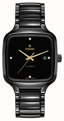 RADO Echte vierkante automatische diamanten | zwarte keramische armband R27078722