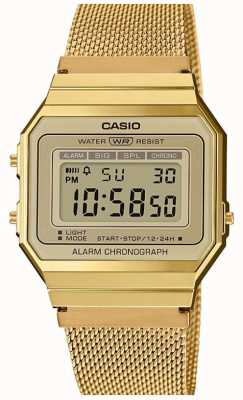 Casio ​collectie | stalen mesh armband | digitale wijzerplaat A700WEMG-9AEF